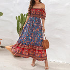 JuliaFashion - Square Collar Floral Maxi Dress