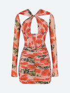 Floral Ruched Corset Mini Dress