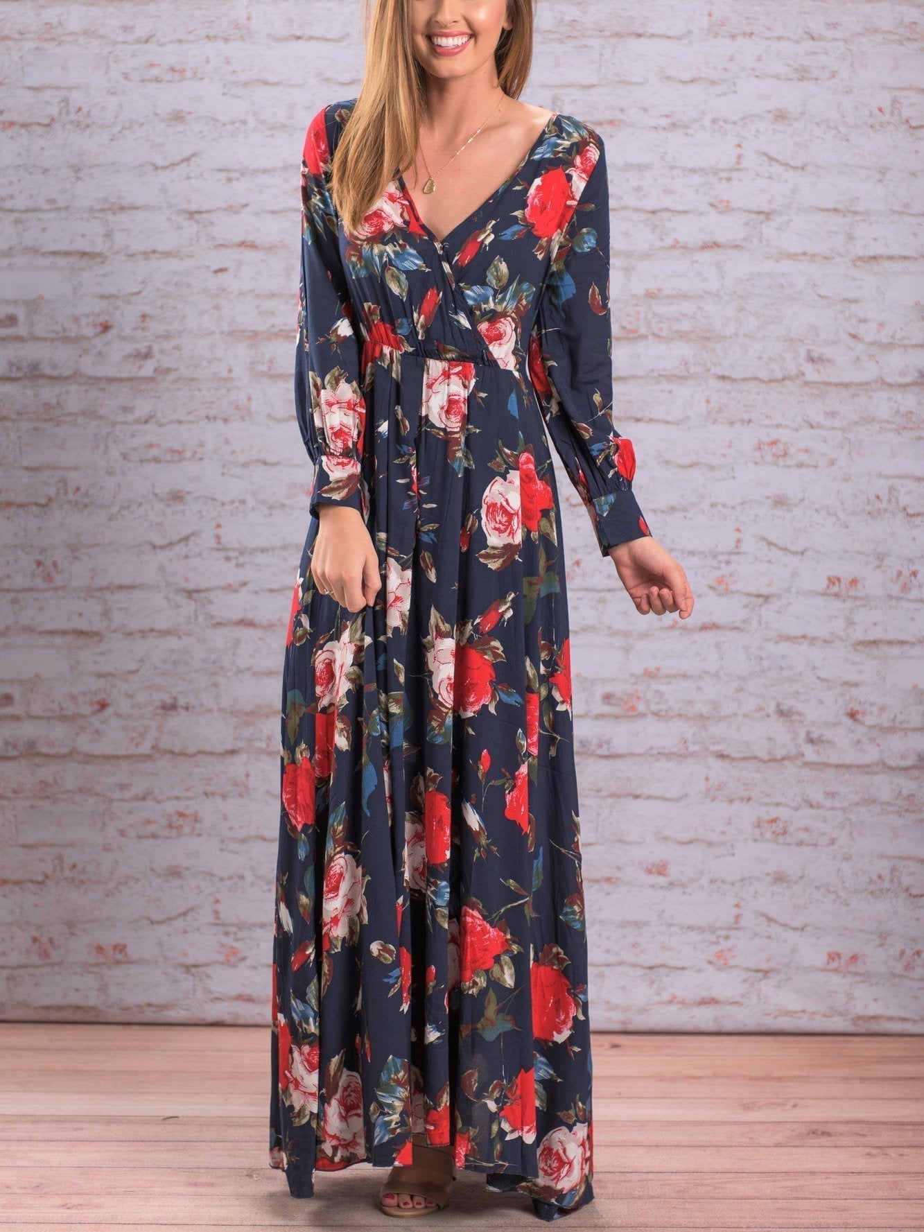 JuliaFashion - Simply Perfect Floral Print Maxi Dress