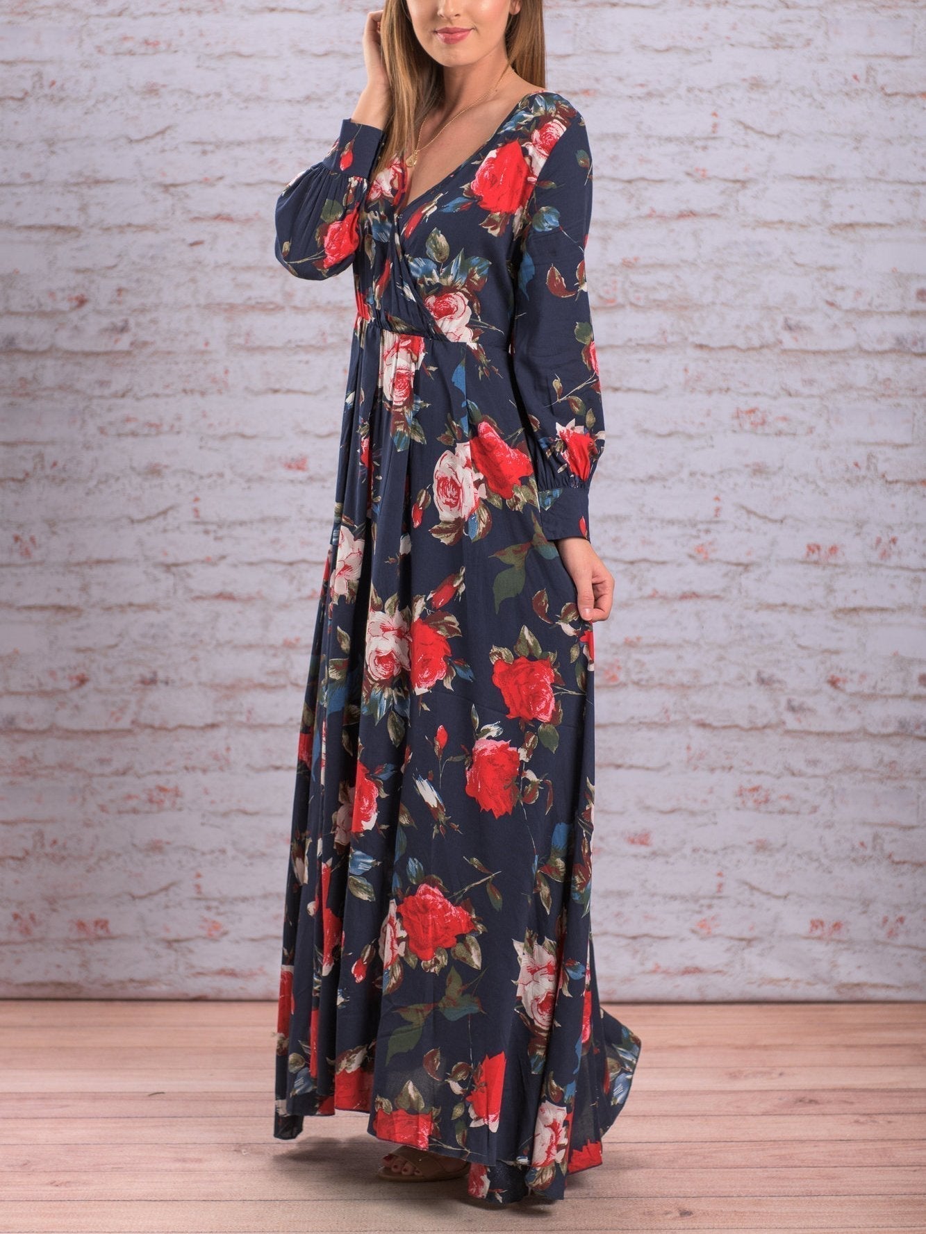 JuliaFashion - Simply Perfect Floral Print Maxi Dress