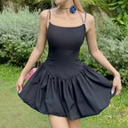 Julia Fashion - Backless Solid Color Waist Slip Mini Dress