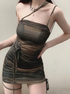 Julia Fashion - Bodycon Bandage Drawstring Sexy Clubwear Mini Dress