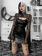 Julia Fashion - Gothic Punk Faux Sexy Backless Bodycon Nightclub Mini Dress