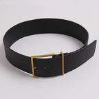 JuliaFashion - 2024 Vintage Gold Buckle Waistbands PU Leather Belts