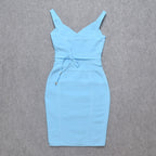 JuliaFashion - 2024 Strap Belt Sashes V-Neck Bodycon Bandage Dress