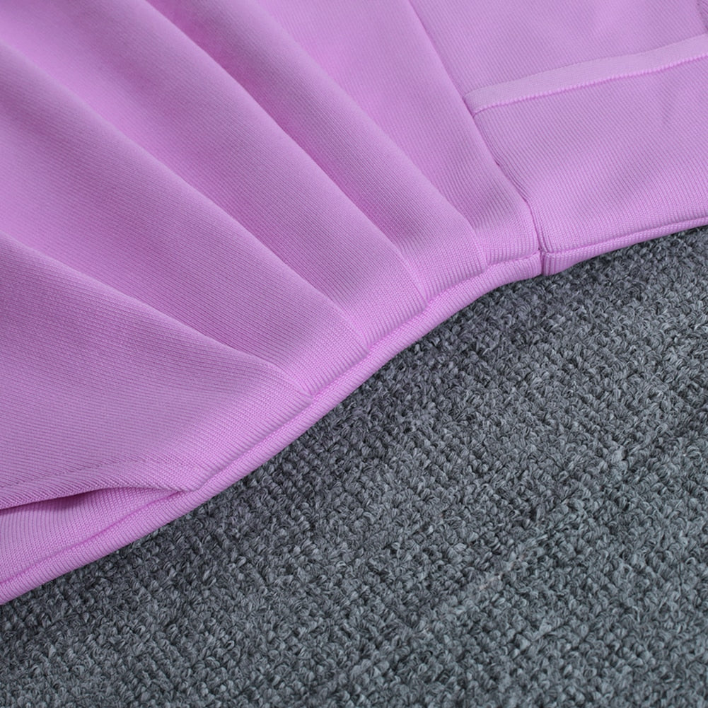 JuliaFashion - Purple Bodycon Draped Off Shoulder Party Dress