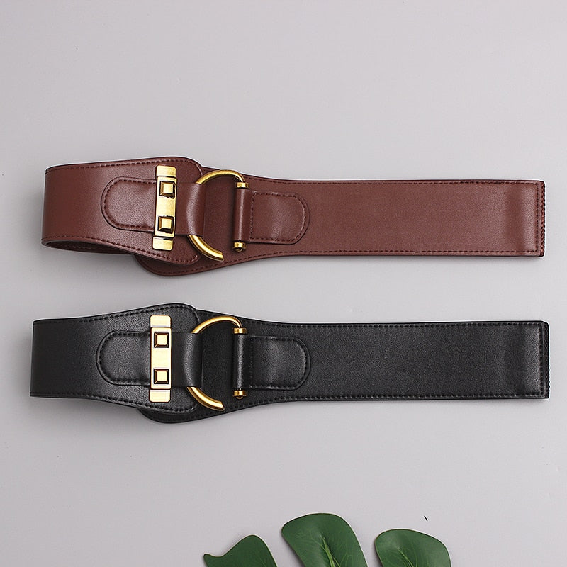 JuliaFashion-Big Gold Color Pin Buckle Waistband Female Waist Belt