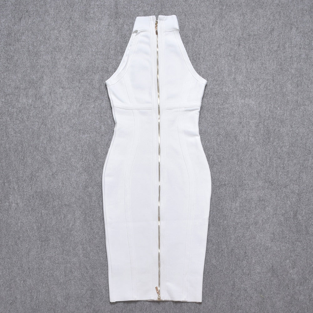 JuliaFashion - 2024 Turtleneck Sleeveless Party Celebrity Bandage Dress