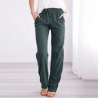 JuliaFashion-Loose Wide-Leg Pocket Ankle-length Length Trousers