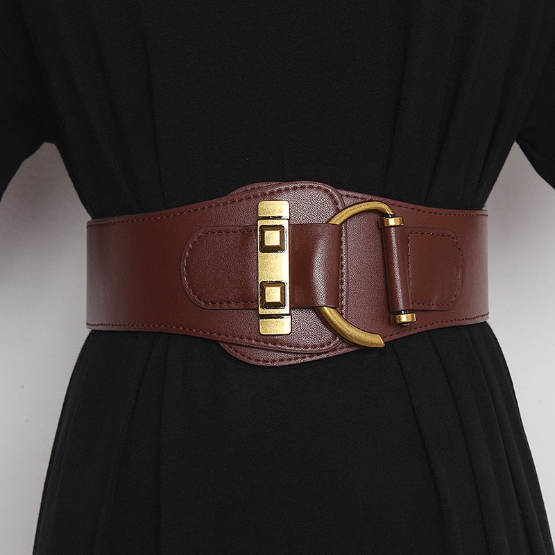 JuliaFashion-Big Gold Color Pin Buckle Waistband Female Waist Belt