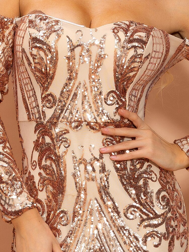 JuliaFashion - Sexy Off the Shoulder Sequin Party Dress