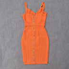 JuliaFashion - 2024 Strap Belt Sashes V-Neck Bodycon Bandage Dress