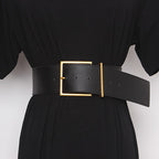 JuliaFashion - 2024 Vintage Gold Buckle Waistbands PU Leather Belts