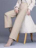 JuliaFashion-Pendent Chic High Waist Loose Classic Straight Trousers