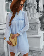 JuliaFashion - 2024  Solid Ruffles High Waist Bohemian Sexy Beach Mini Dress