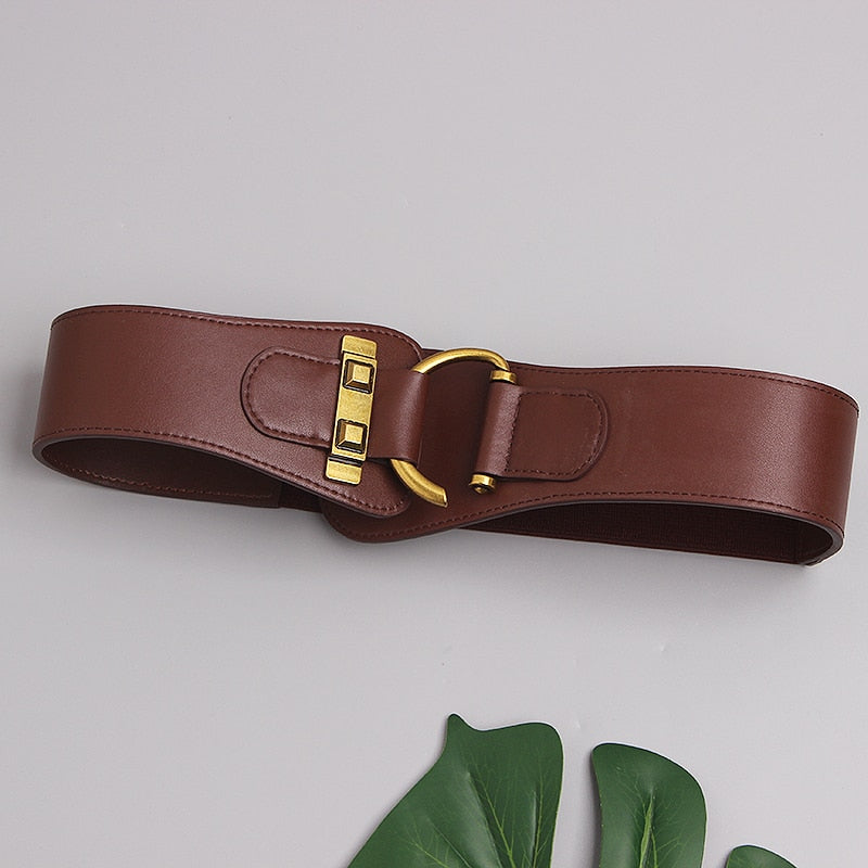 JuliaFashion-Big Gold Color Pin Buckle Waistband Female Waist Belt