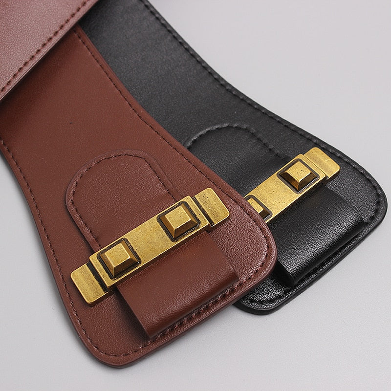 JuliaFashion-Big Gold Color Pin Buckle Waistband Female Waist Belt