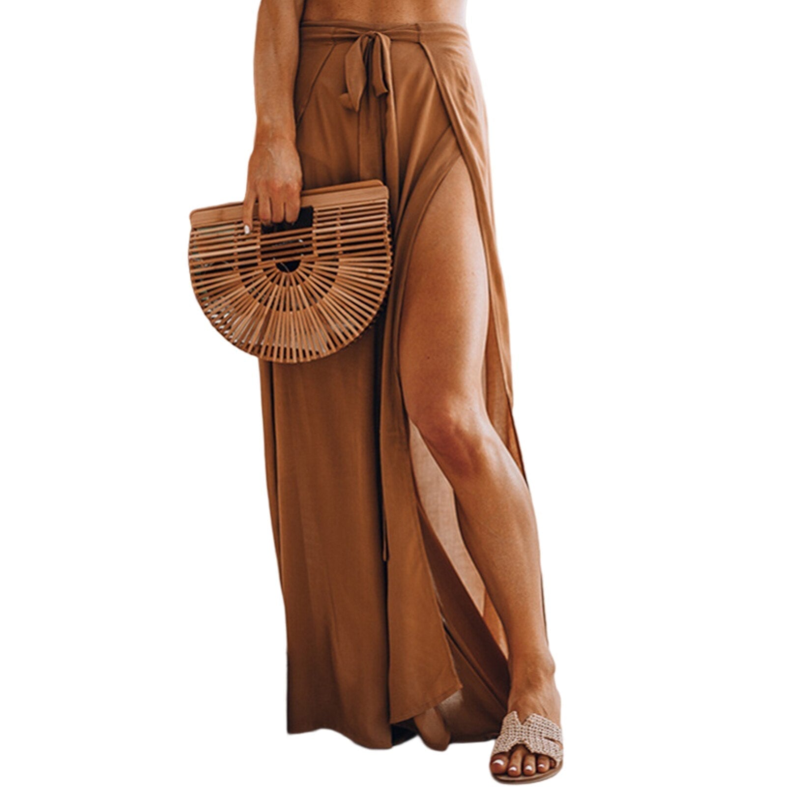 JuliaFashion - Vintage Lace-Up Cotton Linen Wide Leg Pants