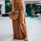 JuliaFashion - Vintage Lace-Up Cotton Linen Wide Leg Pants