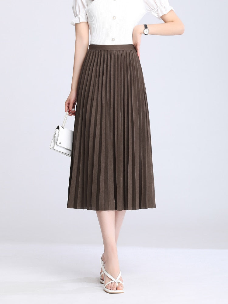 JuliaFashion - Simply Classic High Waist A-line Skirt