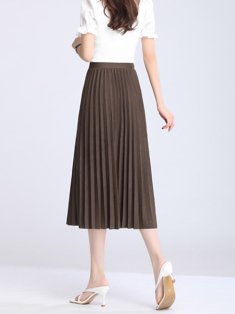 JuliaFashion - Simply Classic High Waist A-line Skirt