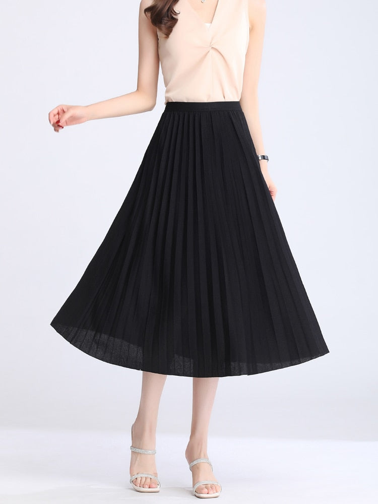 JuliaFashion - Simply Classic High Waist A-line Skirt