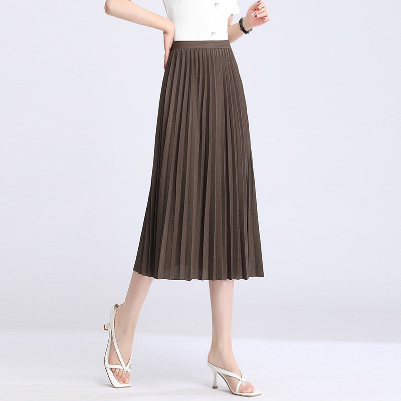 JuliaFashion - Simply Classic High Waist A-line Skirt