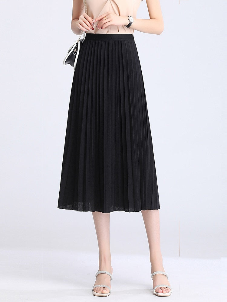 JuliaFashion - Simply Classic High Waist A-line Skirt
