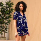 JuliaFashion-Animal Print Sleepwear Short Sleeve Suit