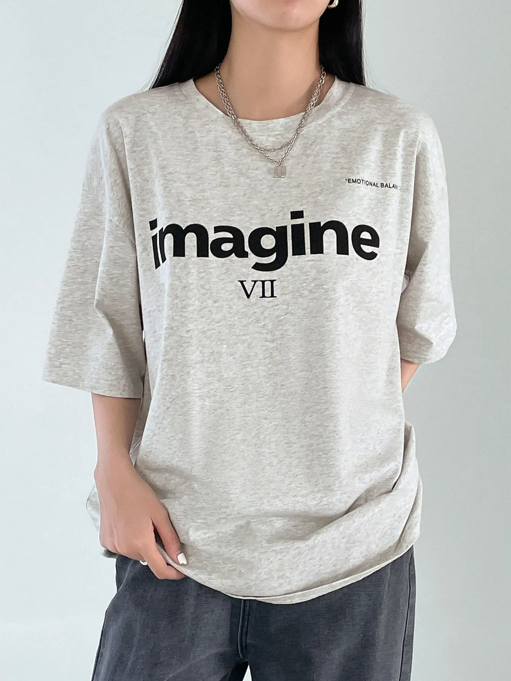 JuliaFashion-Imagine Cotton Print Women T-Shirt Original Short Sleeve T-Shirts Hip Hop Essential Casualtshirt Oversized Sport Looset-Shirts