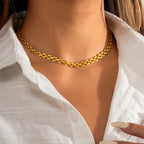 JuliaFashion-Geometric Square Link Chain Necklace