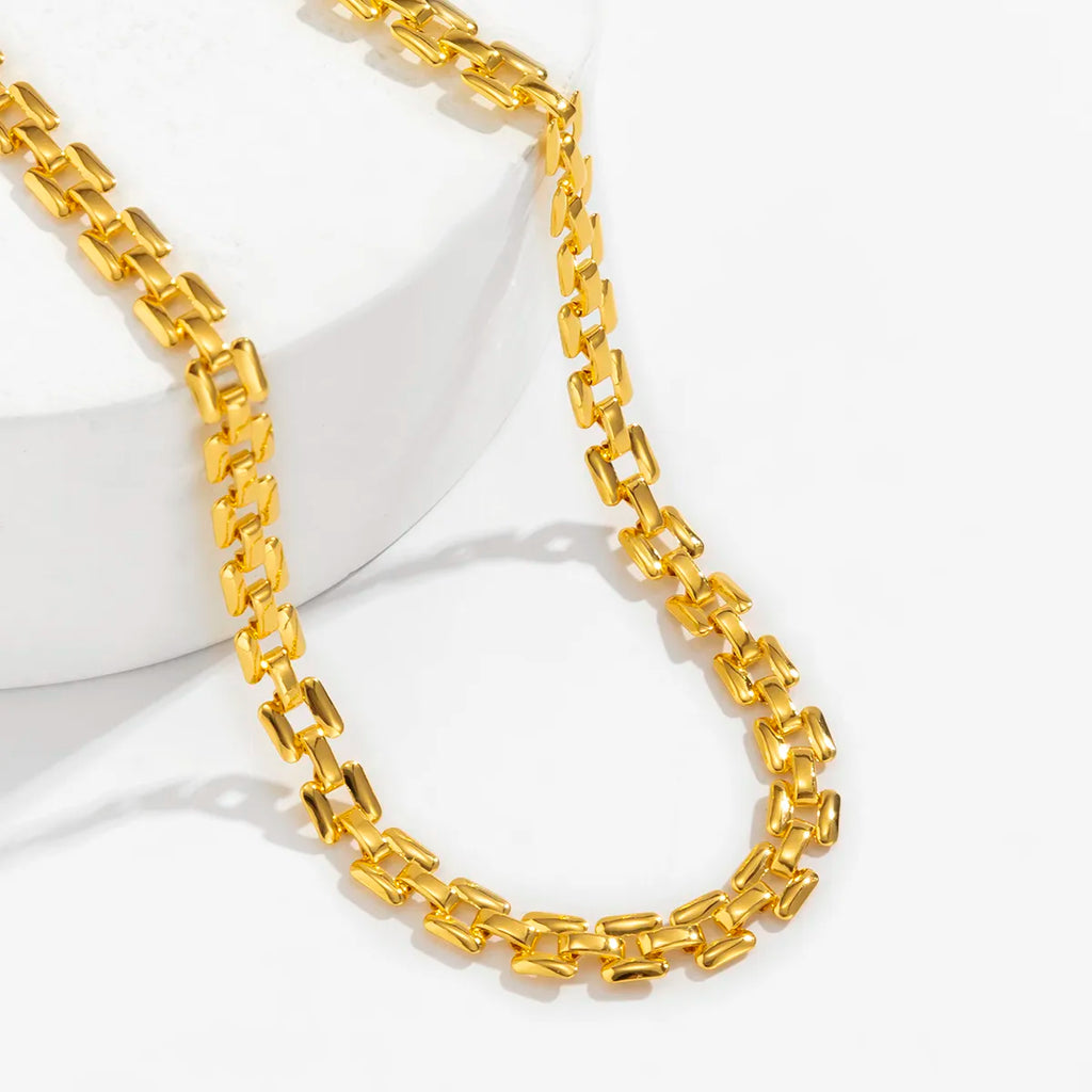 JuliaFashion-Geometric Square Link Chain Necklace