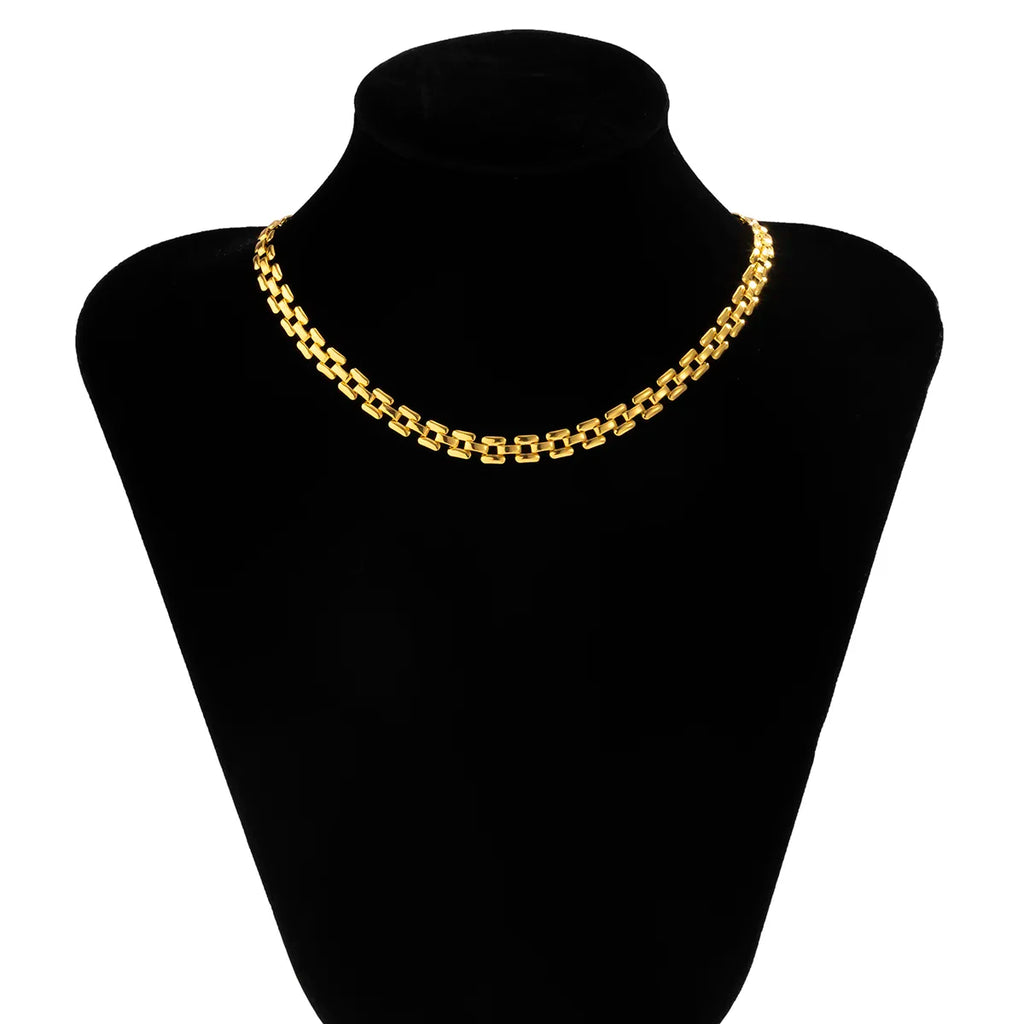 JuliaFashion-Geometric Square Link Chain Necklace