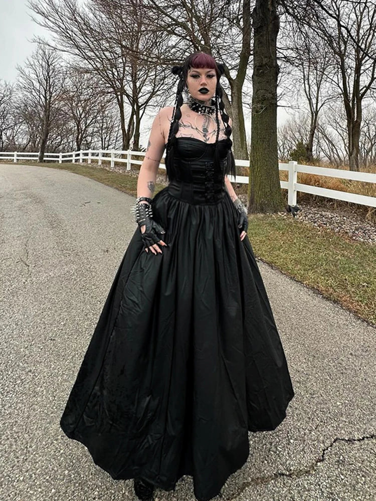 Tube Top Leather Buckle Vintage Backless Strapless Harajuku E-Girls 90s Streetwear Sexy Club Dress