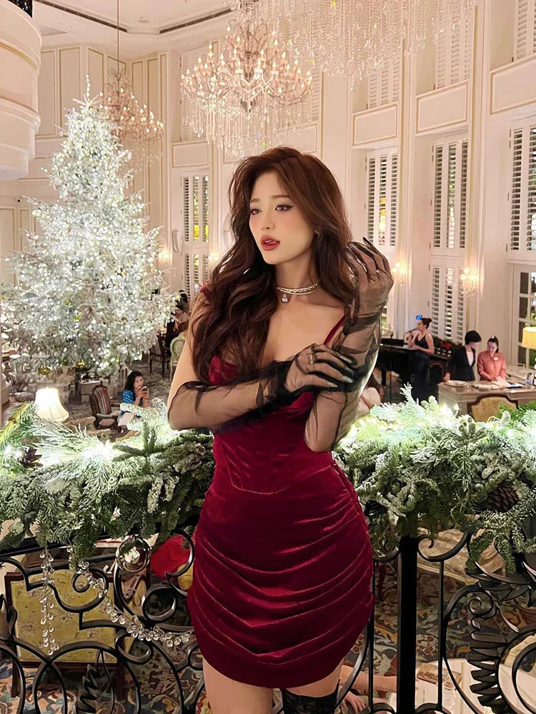 Gothic Velvet Sleeveless Lolita Emo Grunge Punk Sexy Elegant Mini Dress