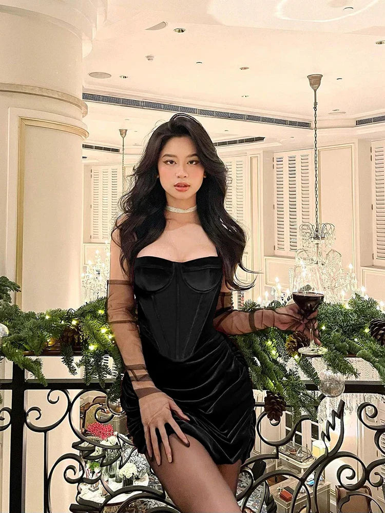 Gothic Velvet Sleeveless Lolita Emo Grunge Punk Sexy Elegant Mini Dress