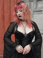 Velvet Corset Bandage Harajuku Club Midi Mesh Street Gothic Lace Sling Print Dress