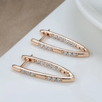 JuliaFashion - 2024 Rose Gold Geometric Zircon Drop Earrings