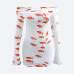 Koi Fish Printed Mesh Mini Dress