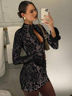 Lace Cut Out Mini Dress
