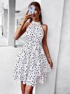 JuliaFashion - 2024Sleeveless Porka Dot Print Boho Summer Dress
