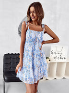 JuliaFashion - 2024 Vintage Boho Casual Ruffles Beach Mini Chiffon Dress