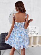 JuliaFashion - 2024 Vintage Boho Casual Ruffles Beach Mini Chiffon Dress