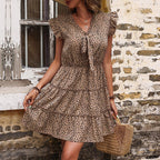 JuliaFashion-Dot Print Sexy Ruffles Boho Dress