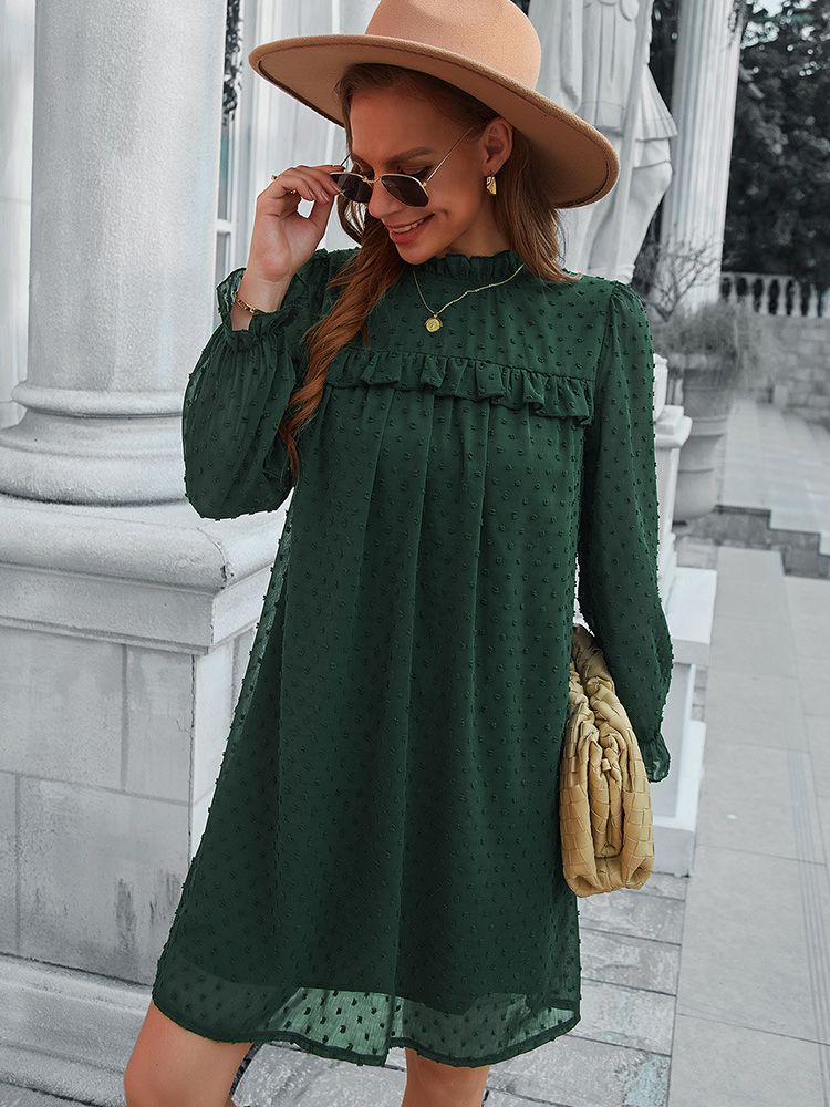 JuliaFashion - 2024  Solid Ruffles High Waist Bohemian Sexy Beach Mini Dress