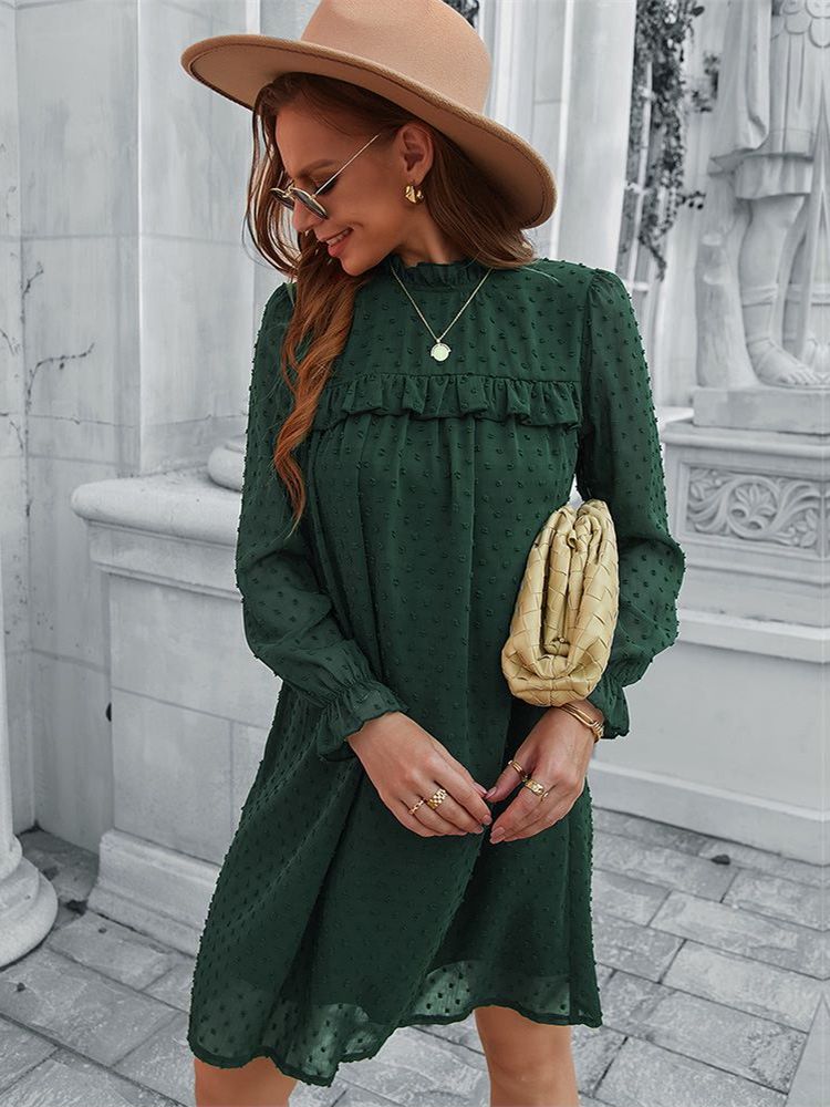 JuliaFashion - 2024  Solid Ruffles High Waist Bohemian Sexy Beach Mini Dress