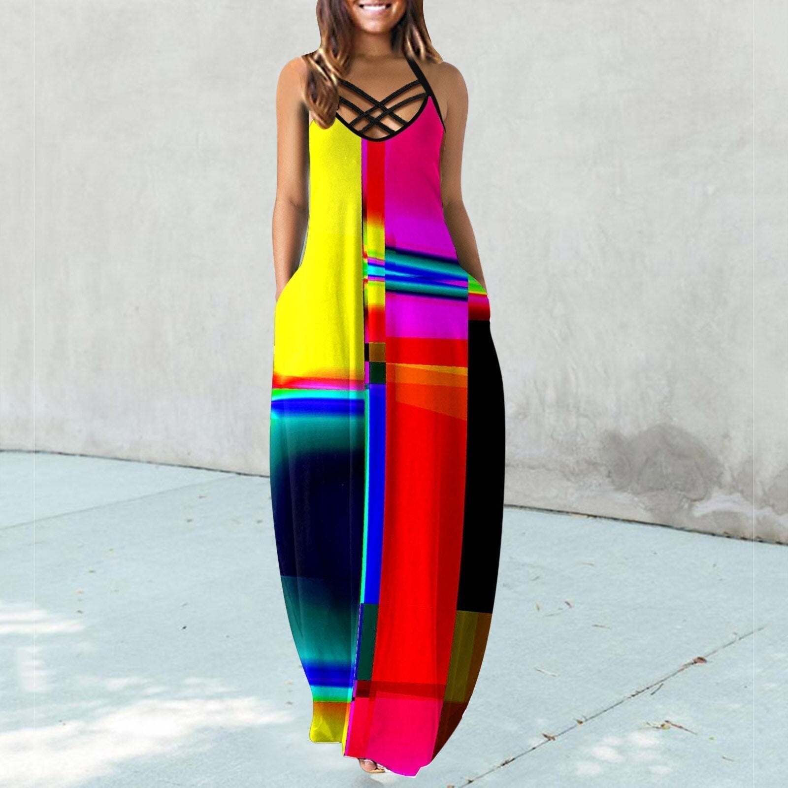 JuliaFashion-Bohemian Sleeveless Elegant Robe Boho Dress