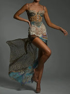 Leopard Patchwork Slit Maxi Dress