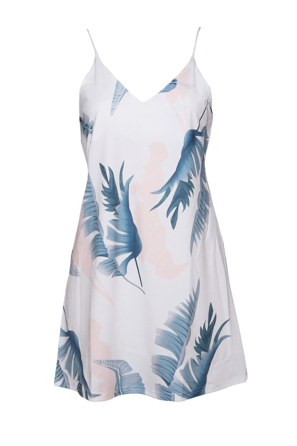 JuliaFashion-women Leaf Print Mini Dress