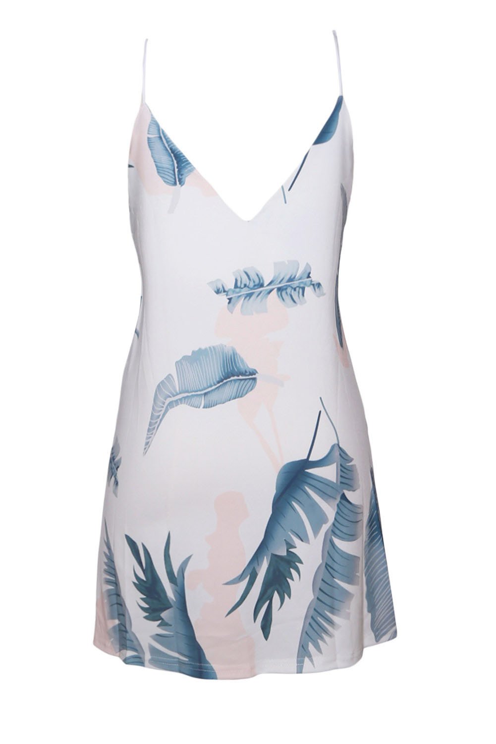 JuliaFashion-women Leaf Print Mini Dress